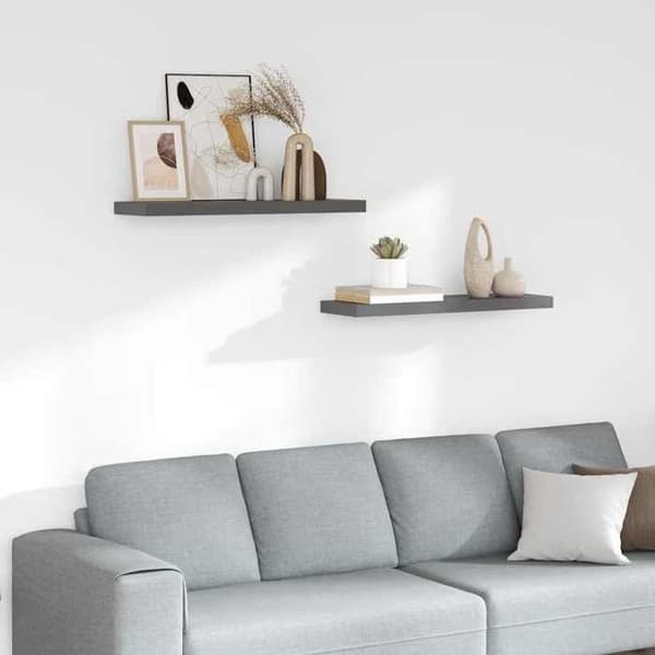 Maison Exclusive - Flydende væghylde 2 stk Grå glans 80x23,5x3,8 cm MDF
