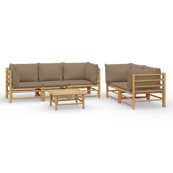 Maison Exclusive - Trädgårdsmöbler 6 delar med taupe kuddar i bambu