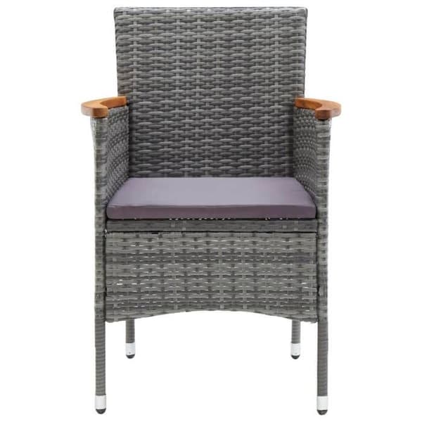 Maison Exclusive - Bistro-set 3 delar i flätad resin och akaciaträ Grå Grå