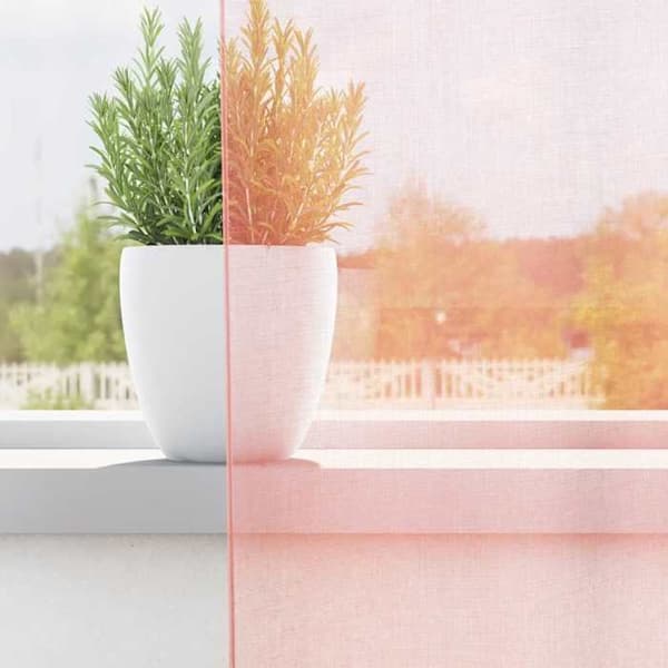 Verho - MAISON EXCLUSIVE - Silkkiverho - 2 kappaletta - 100% polyesteri - Vaaleanpunainen 140x245 cm rosa