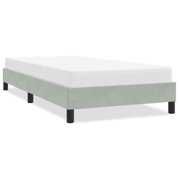 Sengestel - EKSKLUSIV HUS - 90x220 cm - Lys grå velour - Inkluderet lamelbund - Robuste ben Ljusgrått