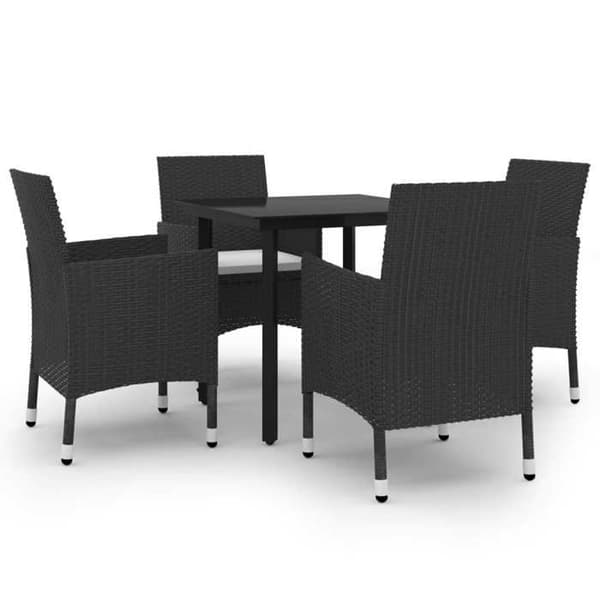 Trädgårdsmöbler - EXKLUSIVT HUS - 5-delars set - Flätad resin - Glasbord - Stålram