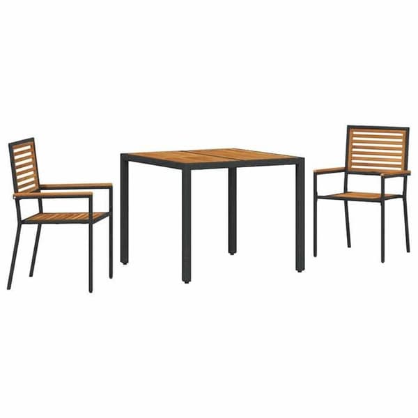 Maison Exclusive - Sæt af 3 pc. spisebord til haven i sort og brun Svart och brun