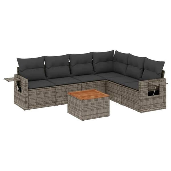 Maison Exclusive - Trädgårdsmöbler med kuddar 7 delar grå flätad resin