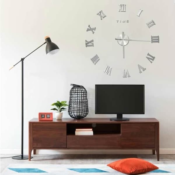 Vægur - EKSKLUSIV HUS - Moderne design - Sølvfarvet - 100 cm (XXL) - 3D-effekt Silver