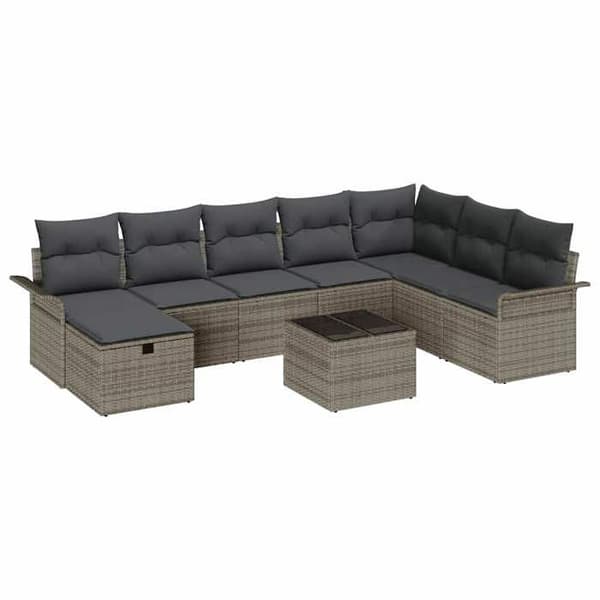 Modulärt trädgårdsmöbel - EXKLUSIV HEM - Set med 9 delar - Poly rattan - UV-skydd - Dold förvaring