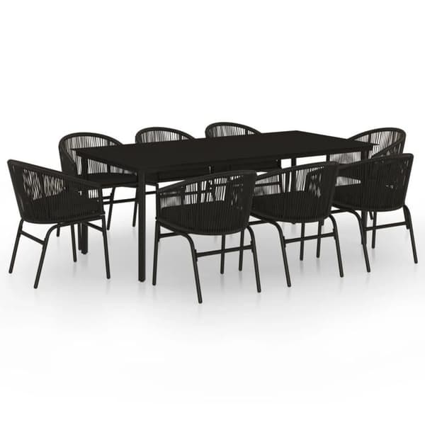Maison Exclusive - Have spisebordssæt 9 dele Sort