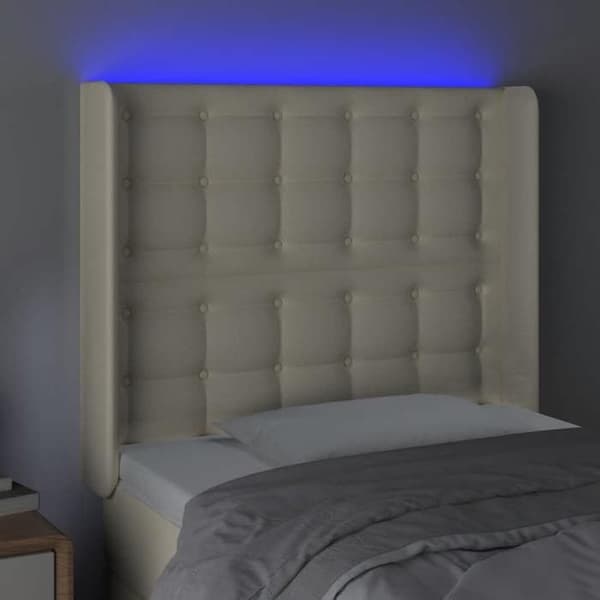 Maison Exclusive - LED Hovedgærde Creme 103x16x118/128 cm Simililæder