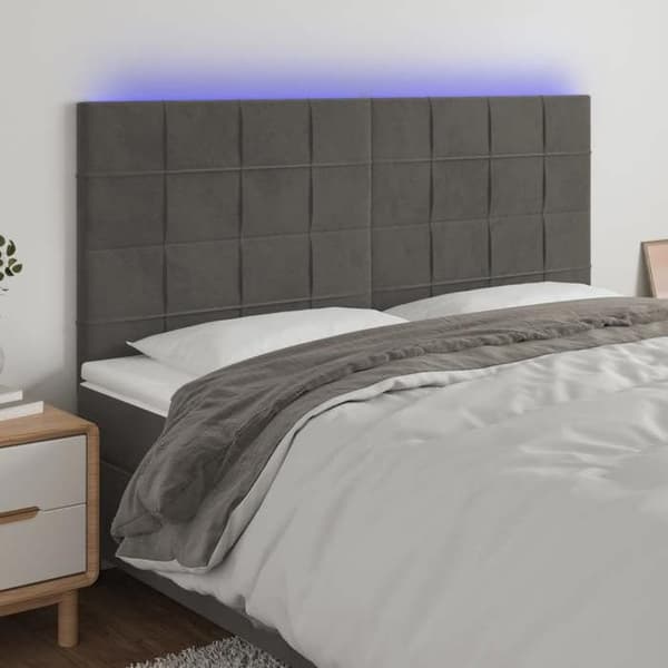 Maison Exclusive - LED-huvudgavel Mörkgrå 160x5x118/128 cm Sammet mörkgrå