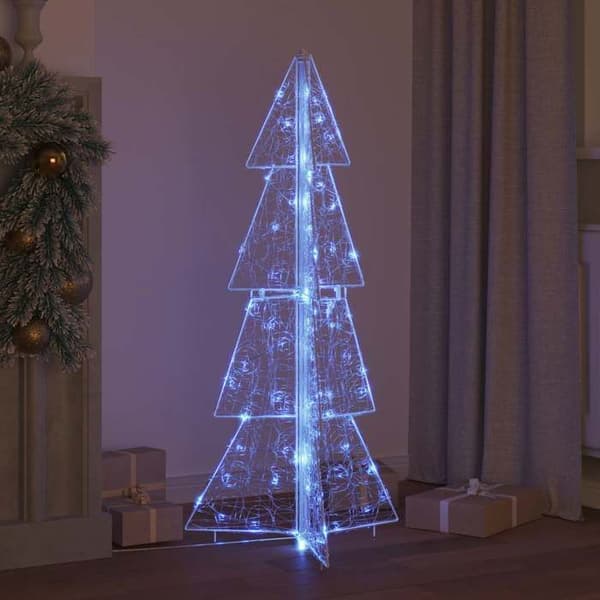 Juletræ - EKSKLUSIVT HUS - Moderne 120 cm - 100 LED blå - Akryl - USB-strøm Blå