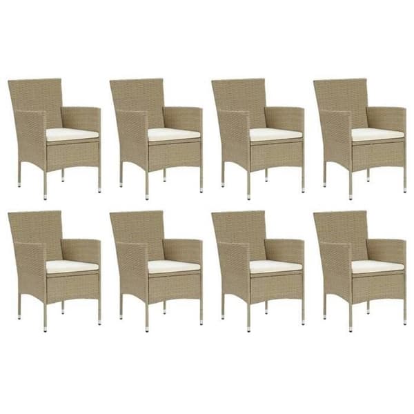 Maison Exclusive - Puutarhakalusteryhmä ja tyynyt 9 kpl Polyrottinki Beige