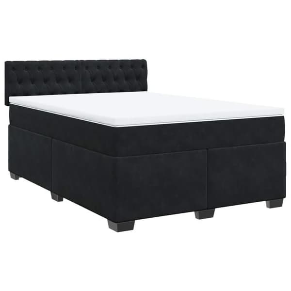 Maison Exclusive - Seng med lameller og madras Sort 140x200 cm Velour