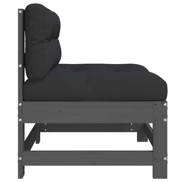 Maison Exclusive - Central soffa med grå kuddar i massivt furu