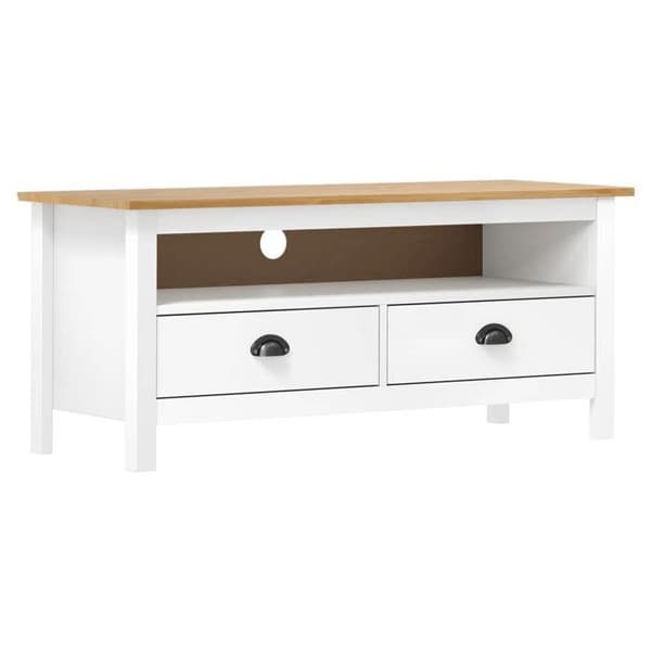 Maison Exclusive - TV-møbel Hill Range Hvid 110x40x47 cm Solid fyrretræ Vit
