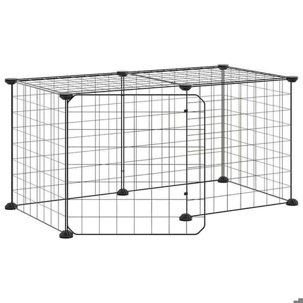 Maison Exclusive - Kæledyrbur med 8 paneler og dør Sort 70x35x35 cm