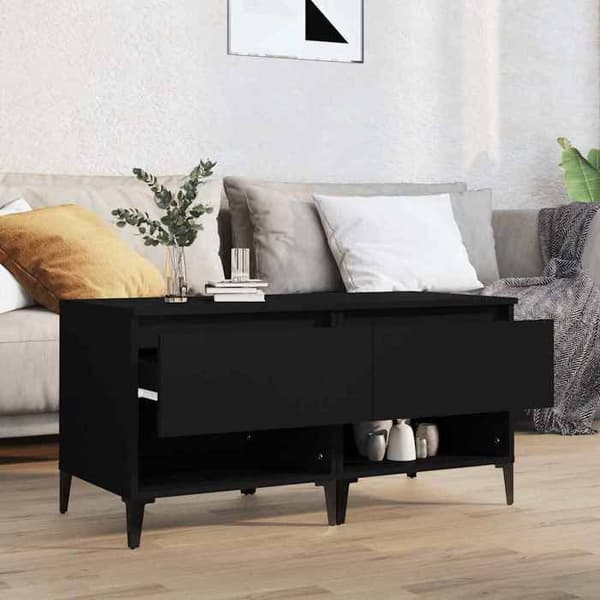 Maison Exclusive - 2 stk. sideborde Sort 50x46x50 cm Ingeniørtræ