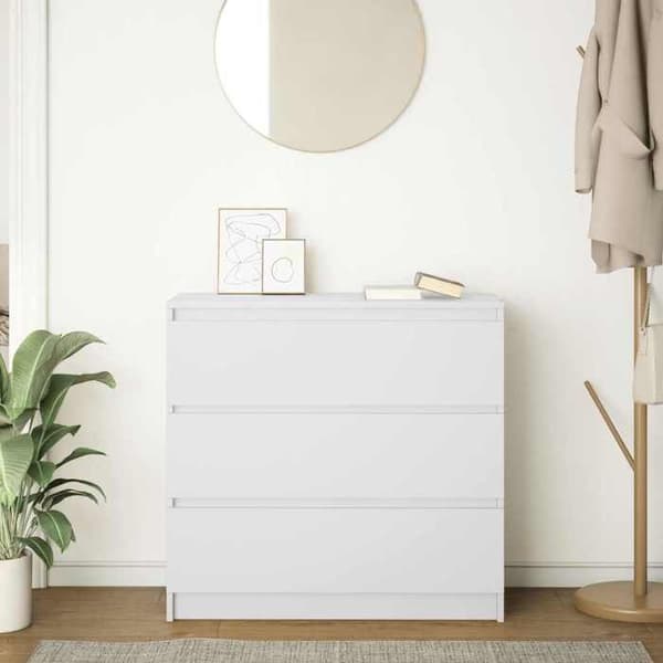 Maison Exclusive - Hvidt buffet 80x35x76 cm ingeniørtræ