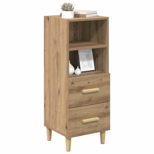 Maison Exclusive - Buffet i egetræ, håndlavet 34 x 34,5 x 90 cm Ingeniørtræ Ek