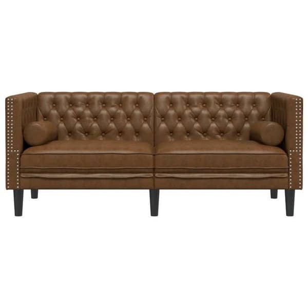 Maison Exclusive - Chesterfield-soffa med kuddar för 2 personer i mockaimitation