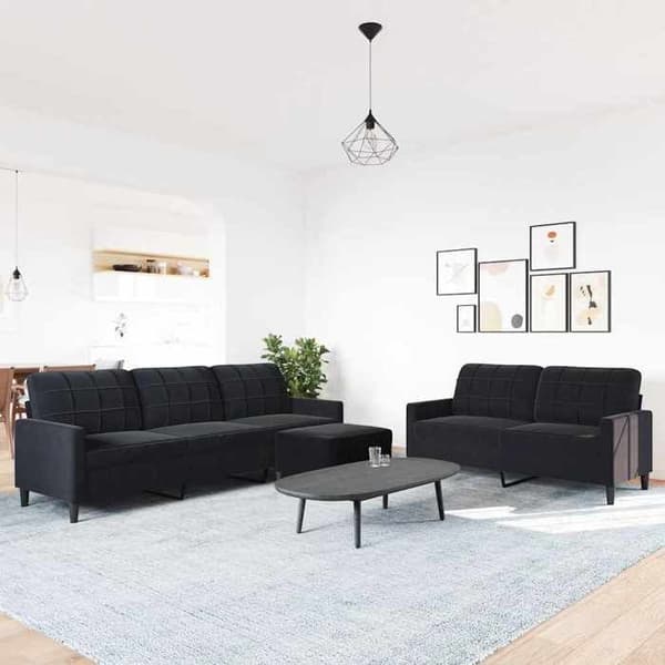 Maison Exclusive - Sæt af 3 sofaer med puder i sort velour
