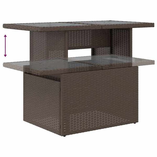 Maison Exclusive - 5-delars trädgårdsoff-set med bruna kuddar i flätad resin Marron (kuddar)