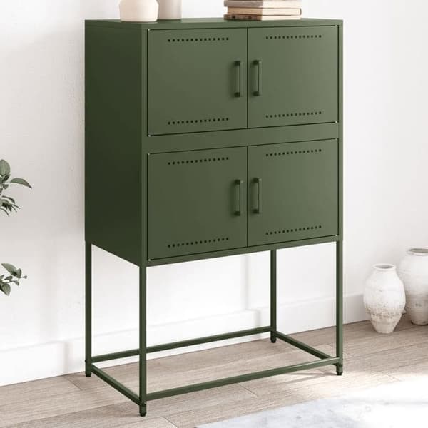 Maison Exclusive - Buffé grön oliv 68,5x38,5x107 cm stål