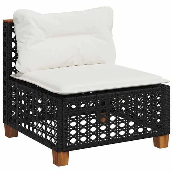 Maison Exclusive - Havegruppe 7 dele med sorte puder i flettet harv