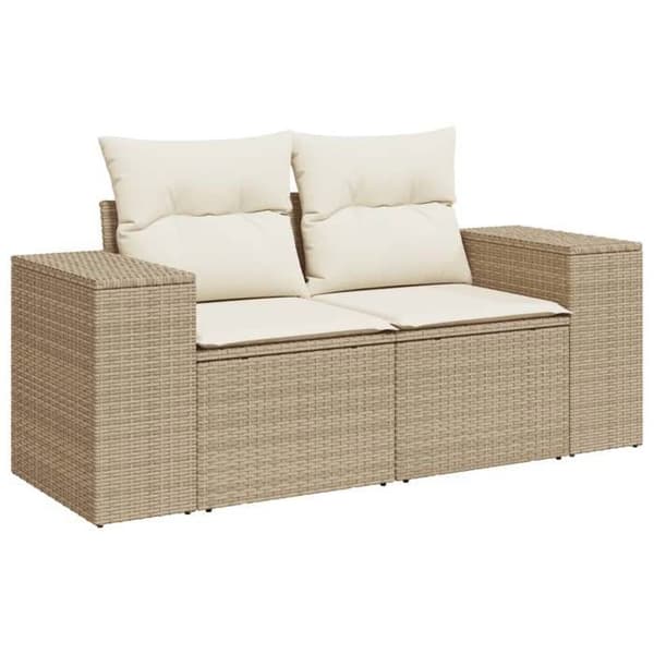 Maison Exclusive - Trädgårdsmöbler med kuddar 9 delar beige flätad resin