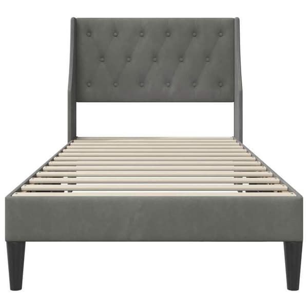Maison Exclusive - Sängram med huvudgavel Mörkgrå 100 x 203 cm Sammet