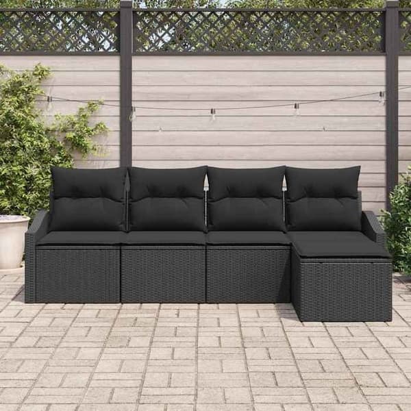 Trädgårdsmöbler - EXKLUSIVT HEM - Modulärt set - Poly rattan & stål - Justerbart 2-i-1 bord - Dold förvaring