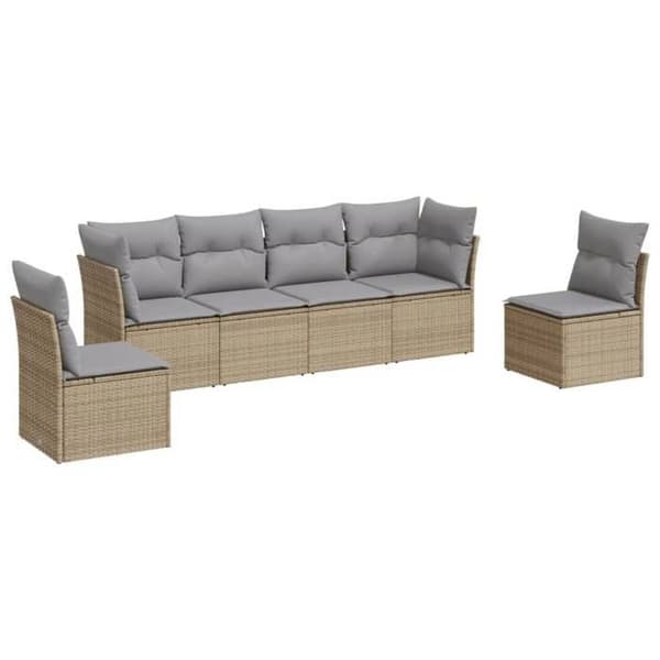 Maison Exclusive - Trädgårdsmöbler med kuddar 6 delar beige flätad resin