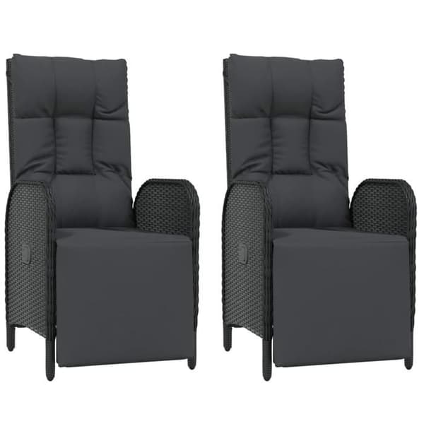 Maison Exclusive - Puutarhakalusteryhmä tyynyillä 3 kpl Musta