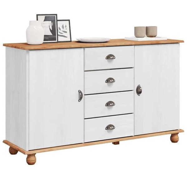 Buffé - EXKLUSIVT HUS - ASKIM - Massivt trä - Vit - 133,5 x 40 x 79 cm