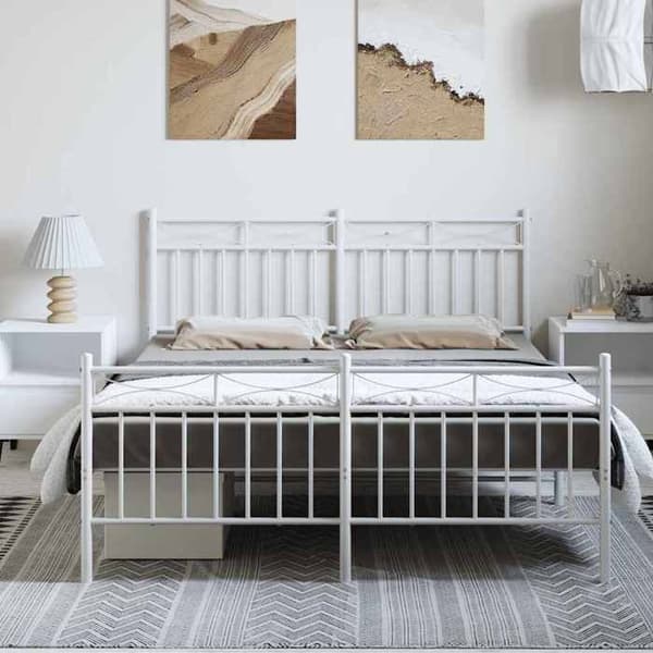 Sengestel - EKSKLUSIV HUS - 150 x 200 cm - Stål - Hvid - Lamelseng Vit