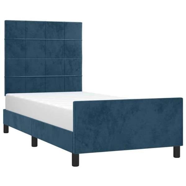 Maison Exclusive - Sängram utan madrass mörkblå 100x200 cm sammet