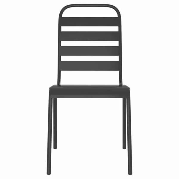 Havemøbler - EKSKLUSIVT HUS - Design med lameller - Antracitstål - 7 dele - Stabelbare stole antracit