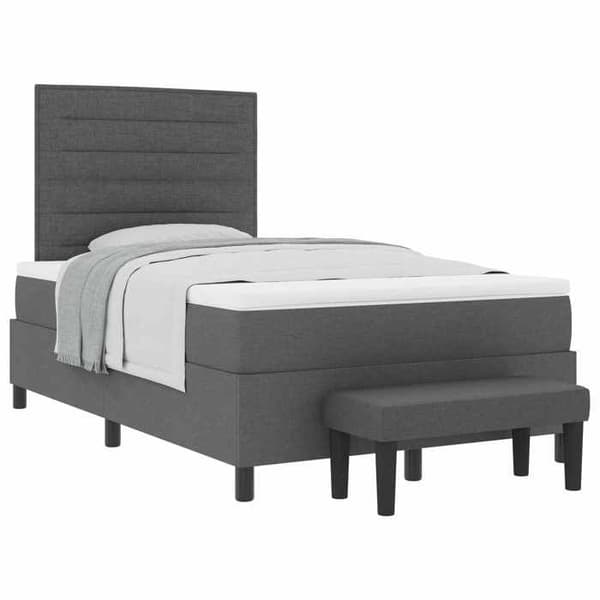 Sengestel med madras - EKSKLUSIV HUS - 120 x 190 cm - Mørkegrå - Justerbar hovedgærde Mörkgrå