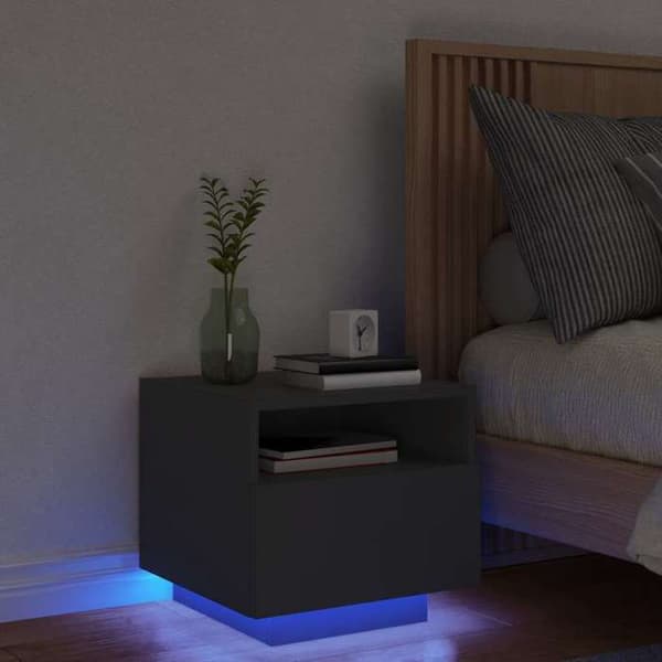 Maison Exclusive - Natbord med LED-lys sort 40x39x37 cm Sort