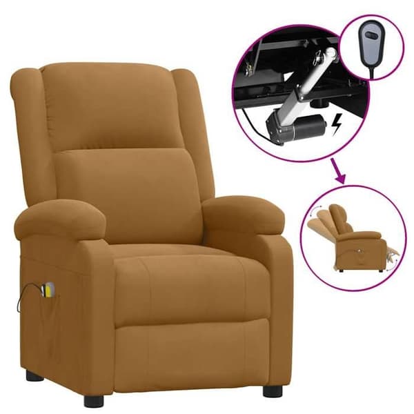 Maison Exclusive - Brun Velour Massage Elektrisk Stol