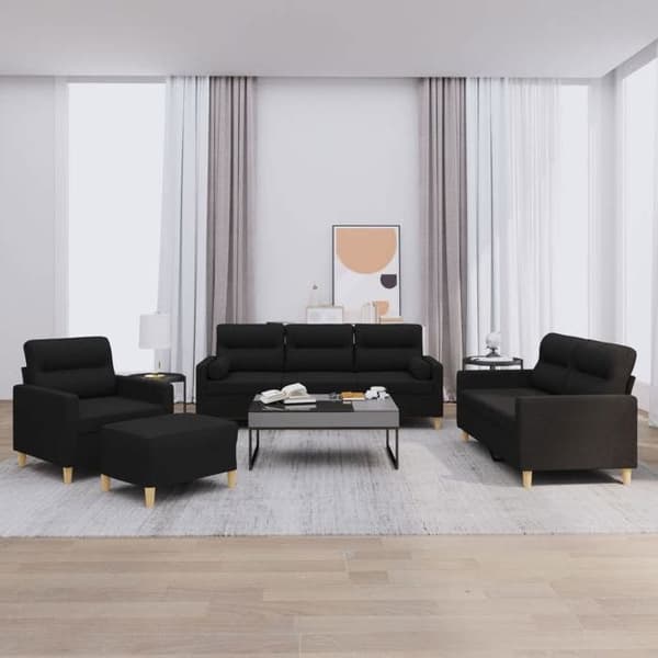 Maison Exclusive - Sæt af 4 sofaer med sorte stofpuder