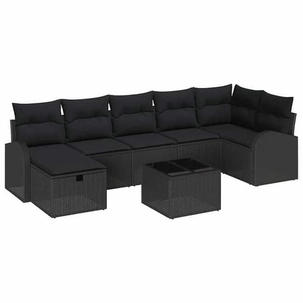 Maison Exclusive - 8 osan puutarhakalustesetti, musta polyrottinki