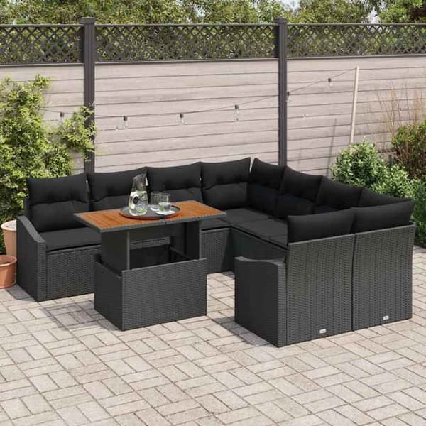 Maison Exclusive - 9 stk. have-sofa sæt i sort poly rattan