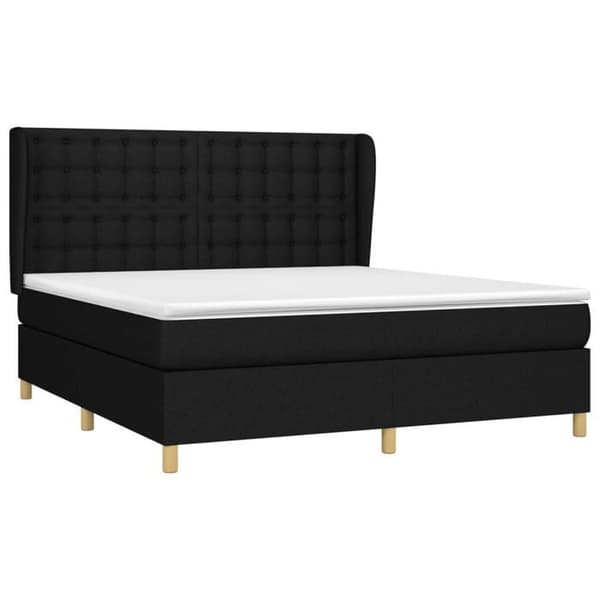 Seng med madras - Eksklusivt hus - 180x200 cm - Justerbar hovedgærde - Sort - Polyester stof