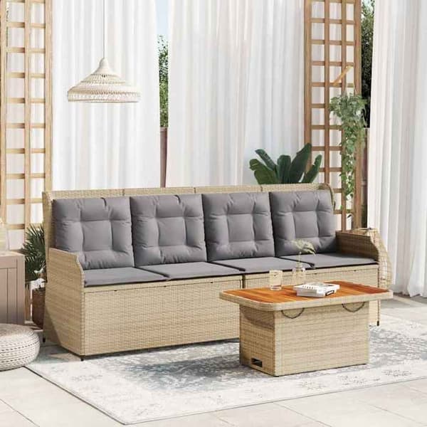 Maison Exclusive - Trädgårdsmöbler med kuddar 3 delar beige flätad resin beige