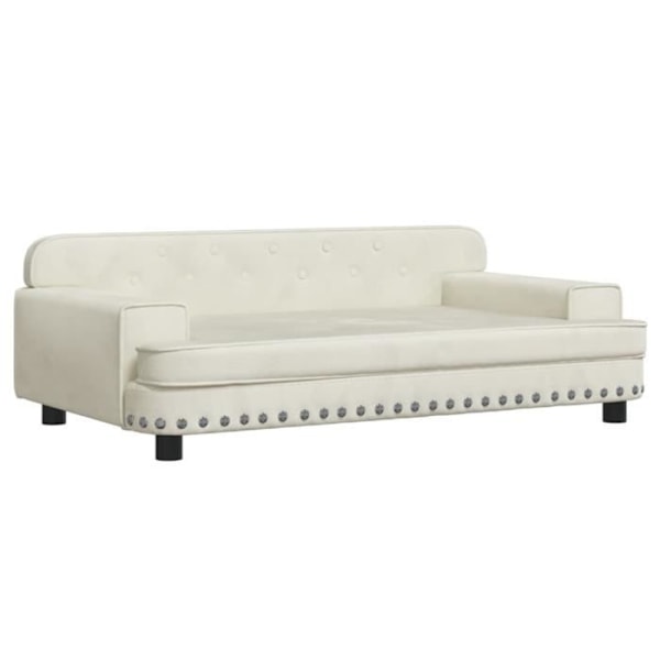 Hundsäng gräddfärgad 90x53x30 cm sammet30 [cm] Grädde