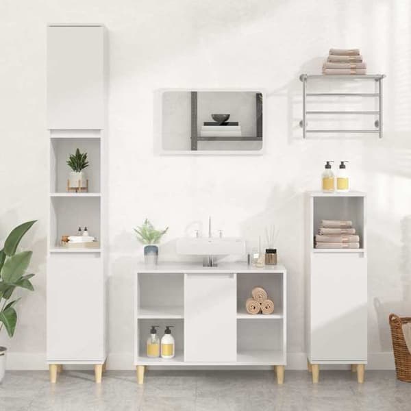Maison Exclusive - Blank vit diskbänk 80x33x60 cm ingenjörsträ