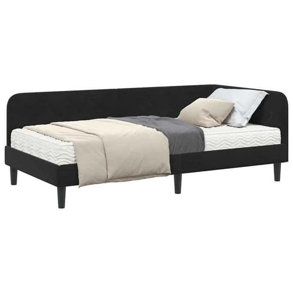 Maison Exclusive - Svart hörnsängram 90 x 190 cm Sammet