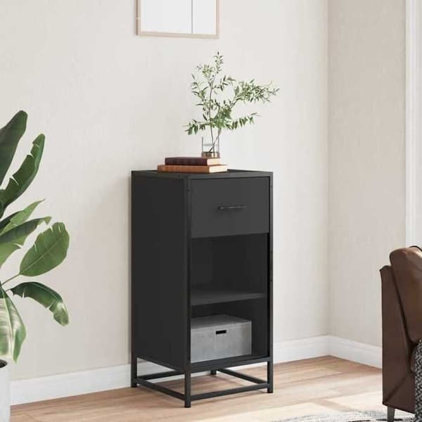 Maison Exclusive - Sort buffet 35,5x35x76 cm i ingeniørtræ og metal
