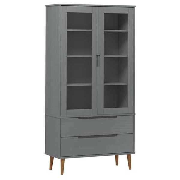 Maison Exclusive - MOLDE Harmaa vitriiniarkku 90x35x175 cm Massiivipine