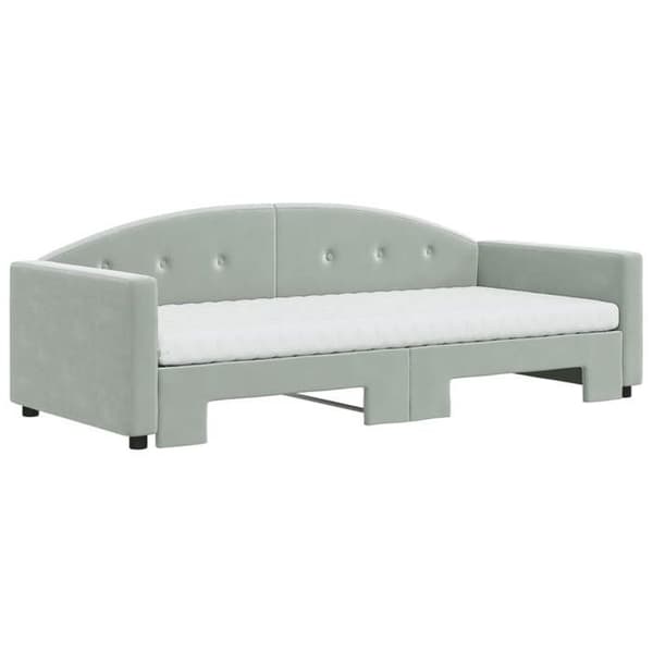 Maison Exclusive - Dagbädd med utdragssäng och ljusgrå madrass 90x190cm sammet Ljusgrått